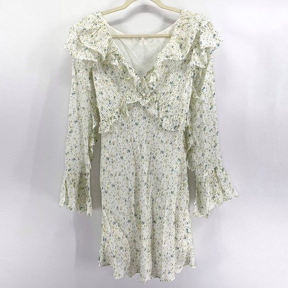 FREE People Sweetest Thing Floral Ruffle Satin Mini Dress - Picture 5 of 12